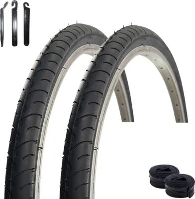 Produktbild von maxxi4you 2 x VEE Rubber V160 26" Fahrradreifen Schwarz  40-559 (26 x 1.50) + 2 x passende Schläuche SV inkl. maxxi4you Reifenheber