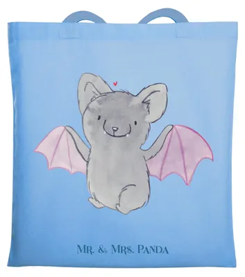 Produktbild von Mr. & Mrs. Panda Schultasche Fledermaus Classic - Sky Blue - Geschenk, Tote Bag, Laptoptasche, Einkaufstasche, Tasche, Dekoration, Beutel