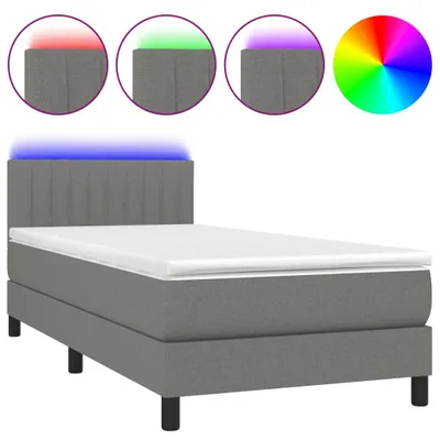Produktbild von vidaXL Boxspringbett mit Matratze & LED Dunkelgrau 80x200 cm Stoff