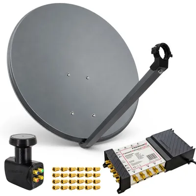 Produktbild von PremiumX SAT Anlage 80cm Antenne Multischalter 5/8 LNB 24x F-Stecker