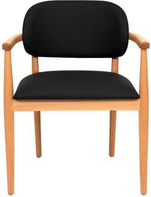 Produktbild von Schwarzer Lehnstuhl Designer Esszimmerstuhl Luxus Einsitzer Holzmöbel