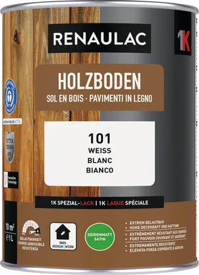 Produktbild von RENAULAC Holzbodenfarbe seidematt weiss 1 l
