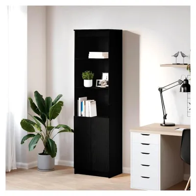Produktbild von Highboard in Schwarz mit Eichen-Optik 50x35x180 cm aus Holzwerkstoff