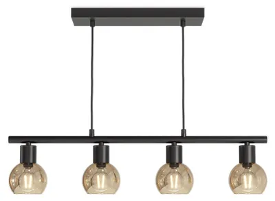 Produktbild von hoftronic LED-Hängelampe 4-flammig E14 Bernsteinglas Schwarz IP20