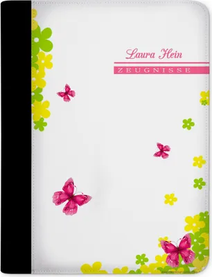 Produktbild von Zeugnismappe, Dokumentenmappe, Ordner A4, Schmetterling Blume mit Klarsichthüllen