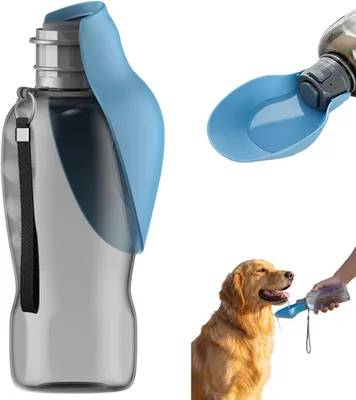 Image de Gourde pour chiens, 2-en-1, 800 ml, sans BPA, anti-fuite, idéale pour les déplacements