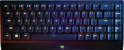 Produktbild von Razer BlackWidow V3 Mini HyperSpeed Gelb Switch, Verkabelt & Kabellos, USB + RF Wireless + Bluetooth, Mechanischer Switch, QWERTY, RGB-LED, Schwarz