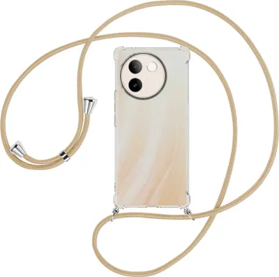 Produktbild von Handykette Backcover-Schutzhülle mit Band (Metall silberfarben) für vivo V30e 5G - caramel