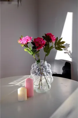 Produktbild von 4x BURI Vasen Bubble Transparent Glas Dekoration Tisch Blumen Pflanzen Gefäß