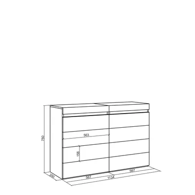 Image de COZY Commode, Buffet, Armoire, 114x35x75 cm, Chambre à coucher, Armoire à Tiroirs, Ciment