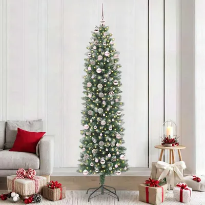 Zdjęcie produktu dla Maison Exclusive – Sztuczna, smukła choinka w kolorze zielonym i białym, 240 cm