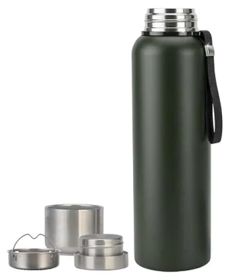 1,5 l Edelstahl-Isolierflasche, auslaufsicher, dunkelgrün