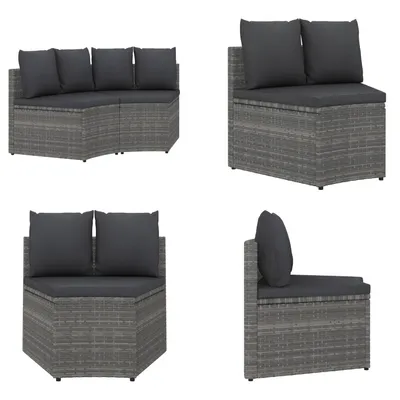 Produktbild von vidaXL 2 tlg. Garten Sofagarnitur mit Auflagen Poly Rattan Grau - Gartensofa - Gartensofas - Sofa - Sofas
