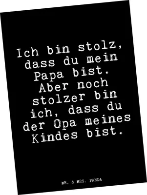 Produktbild von Mr. & Mrs. Panda Postkarte Ich bin stolz, dass... - Schwarz - Geschenk, Ansichtskarte, Opa Spruch, Glizer Sprüche Weisheiten Zitate Lustig Weisheit Worte, Fotokarte, Papa