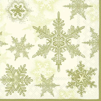 Produktbild von 20 Servietten Schneeflocke 3-lagig 33x33cm Tissue Snow Crystals Winter Weihnacht, Farbe:gold
