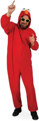 Produktbild von Erwachsenenkostüm Kuschelmonster Overall in rot mit Kapuze Onesie (L)