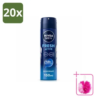 Productafbeelding van 20 x NIVEA MEN Fresh Active Deodorantspray - 150 ml - Voordeelverpakking - 20 stuks