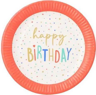 Produktbild von 10 Teller, Pappe rund Ø 23 cm "Happy Birthday"