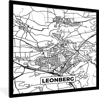 Produktbild von MuchoWow® Gerahmtes Poster Karte - Leonberg - Karte - Stadtplan 40x40 cm - Poster mit Schwarzem Bilderrahmen Wandposter Rahmen Foto Bilder - Mit Rahmen - Wanddekoration Schlafzimmer