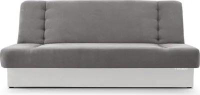 Produktbild von MOEBLO Schlafsofa CYPRUS – Sofa Kippsofa Klappsofa Click-Clack Couch für Wohnzimmer Federkern Sofagarnitur Polstersofa mit Bettkasten und Schlaffunktion (BxHxT): 192x85x92 cm (Grau + Weiß - Soro 90 + Soft 17 Kunstleder)