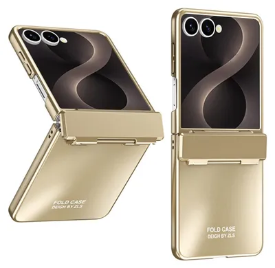 Image de Coque de protection et film de protection en verre trempé 9H pour Samsung Galaxy Z Flip 8, avec protection de la charnière, couleur or