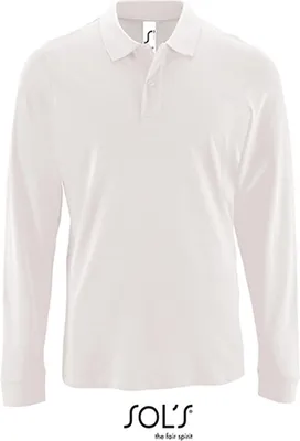 Produktbild von SOLs 02087 | Herren Long-Sleeve Piqué Polo Shirt Perfect - Farbe: White - Größe: XXL