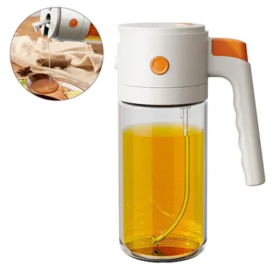 Produktbild von 2 in 1 Ölspender mit Sprühfunktion 550 ml Glas Ölflasche mit Automatik Deckel für Küche Airfryer BBQ Essig Sojasauce