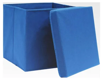 Produktbild von Aufbewahrungsboxen mit Deckel, 10 Stück, Blau, 32 x 32 x 32 cm, Stoff