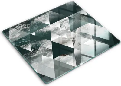 Produktbild von Abdeckung Glas - Küchenabdeckung - 60x52 cm - Abdeckplatte -Dreiecke und Wasser