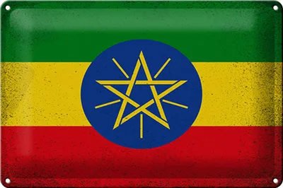 Produktbild von Blechschild Flagge Äthiopien 30x20cm Flag Ethiopia Vintage