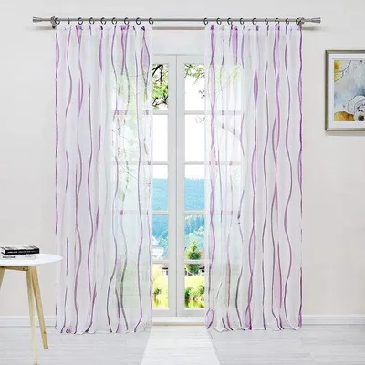 Immagine prodotto di Tende trasparenti con nastro per pieghe - eleganti motivi ondulati - 1 pezzo