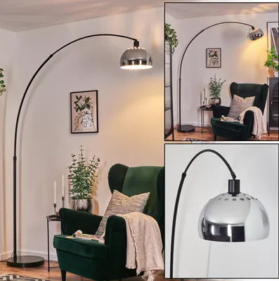Produktbild von Gavirate Stehlampe Metall in Schwarz/Chrom/Rauch/Weiß im Retro/Vintage-Design