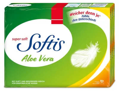 Zdjęcie produktu dla Softis Aloe Vera, 300 (30 x 10) chusteczek, 4-warstwowych
