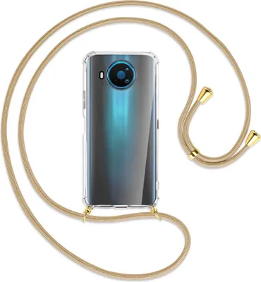 Produktbild von Handykette Backcover-Schutzhülle mit Band (Metall goldfarben) für Nokia 8.3 5G - caramel