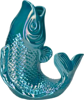 Produktbild von Gift Company Vase Mamsell Koi S, Dekovase in Fisch-Form, Steingut, Rainbow Ocean, H 25 cm, 1214303093