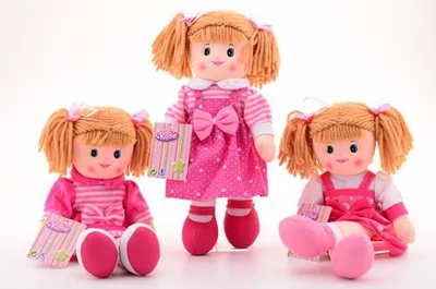 Productafbeelding van Johntoy Baby, zachte knuffelpop met rozenprint, roze, 40 cm