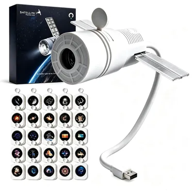 USB-Galaxie-Projektor, 360° verstellbar, 12 Folien, tragbar