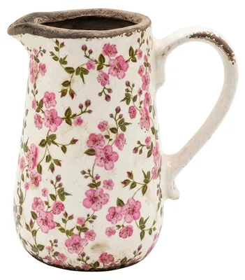 Produktbild von Clayre & Eef Dekorative Kanne Beige Keramik Blumen