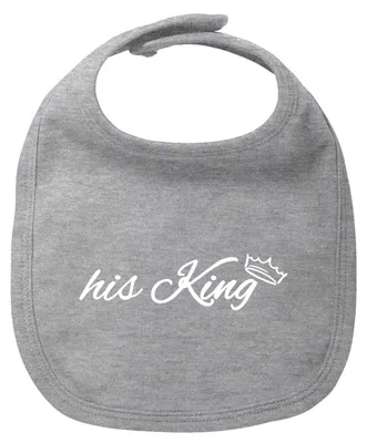 Produktbild von Huuraa Baby Lätzchen his King Krone Heather Grey Klettverschluss  Baumwolle Latz Geschenkidee