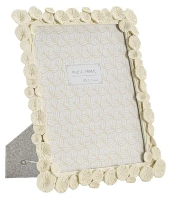 Image de Cadre photo Lotus en résine crème avec fleurs de lotus 20x25