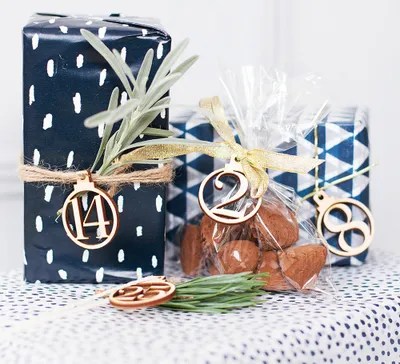 Produktbild von 1-25 Vintage Holz Weihnachten Countdown Adventskalender Nummer DIY Geschenk Tags