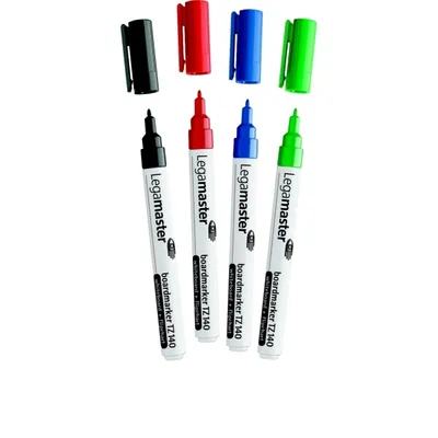 Produktbild von Legamaster TZ 140 Boardmarker sortiert 4St Set, 4 Stück(e), Schwarz, Blau, Grün, Rot, Feine Spitze, Mehrfarbig, Polypropylen (PP), Rund