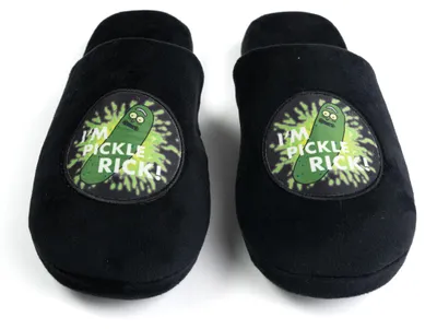 Produktbild von Rick and Morty Hausschuhe für Herren und Damen - I´m Pickle Rick! Uni Puschen Schlappen Slipper Pantoffeln Schwarz 42-43