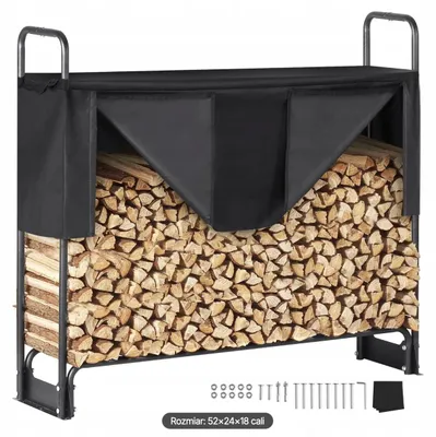 Zdjęcie produktu dla Metalowy Stojak Na Drewno Opałowe 132X36X117Cm Ze Stalową Ramą I Osłoną