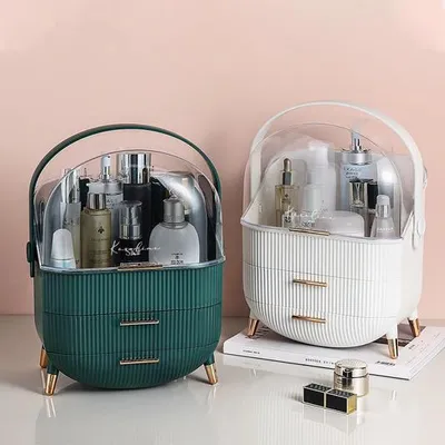 Produktbild von Karoline Beauty Make Up Kosmetik Organizer, Tragbare Schmink Aufbewahrung mit Staubdichtem Deckel,Skin Care Organizer,Schminke Aufbewahrungssystem
