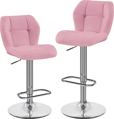 Produktbild von Yaheetech 2er Set Barhocker Barstühle Höhenverstellbar 360°Drehbar Küchenstühle mit Rückenlehne und FußstützeBarstuhl PolyurethanKunstleder 62,5cm - 84,5cm