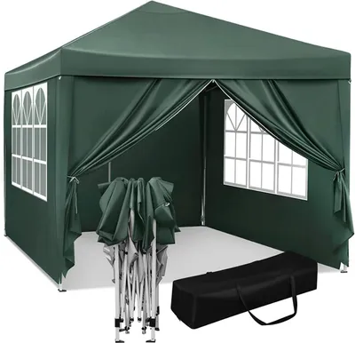 Produktbild von Faltbares wasserdichtes Pagodenzelt 3x3 m | Grün | 3x3x250-258 cm