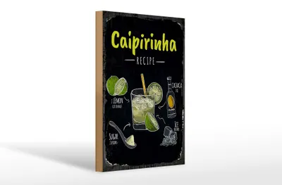 Produktbild von Holzschild Rezept Caipirinha Cocktail Recipe 20x30cm