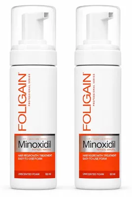 Produktbild von Haarwuchs-Schaum, Foligain, 5 % Minoxidil, parfümfrei, 2 x 60 ml