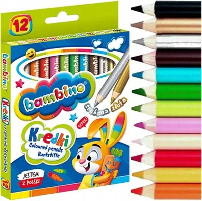 Produktbild von Dicke Buntstifte, 12 Stück, auf Holzsockel, BAMBINO